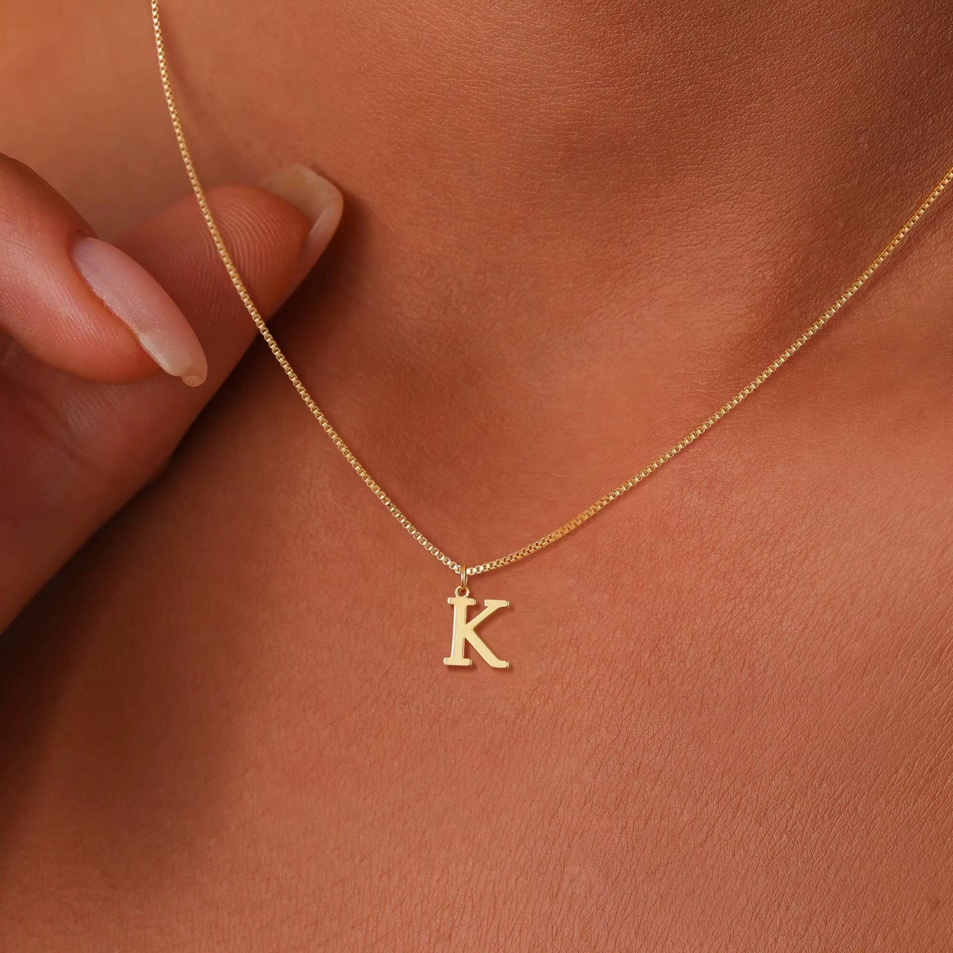 A-Z Initial Necklace 18K Gold Plated Necklace Cute Letter Stainless Steel Necklace for Women