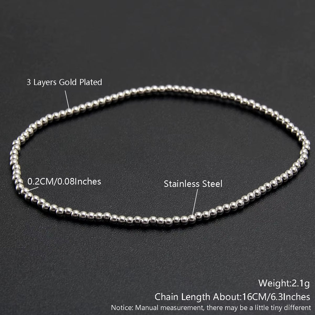 Bracelets Stainless Steel Gold Sliver Color Stacked Ball Beaded Bracelet for Women Men Jewelry