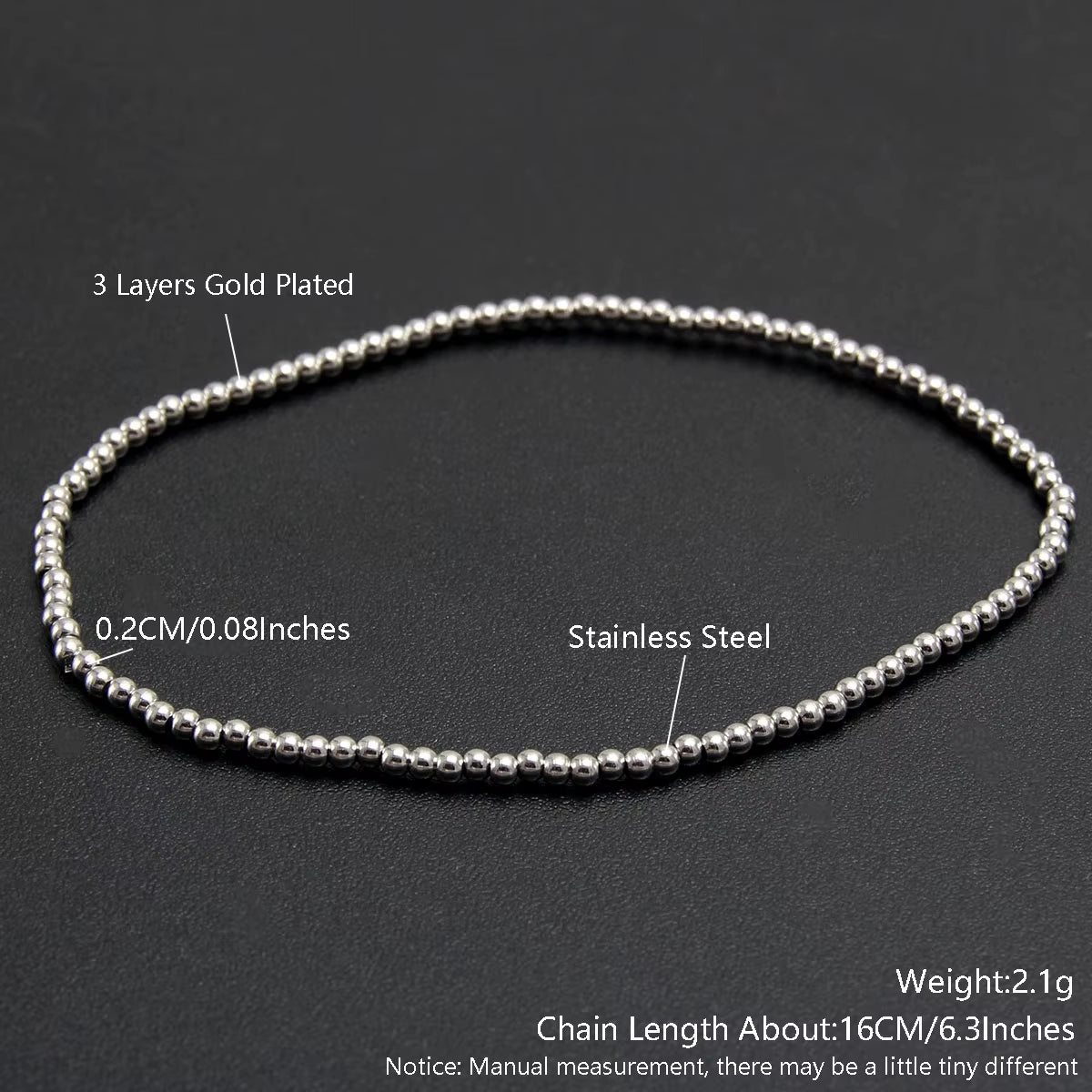 Bracelets Stainless Steel Gold Sliver Color Stacked Ball Beaded Bracelet for Women Men Jewelry