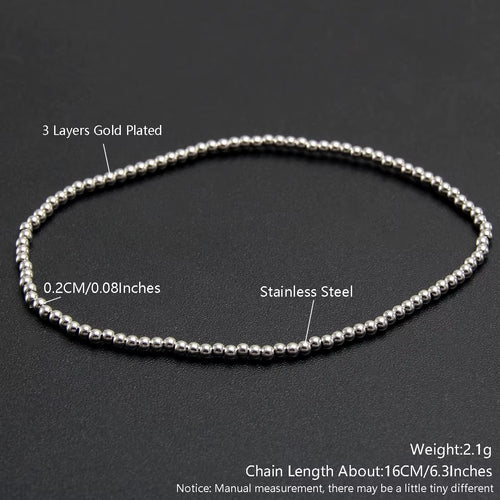 Bracelets Stainless Steel Gold Sliver Color Stacked Ball Beaded Bracelet for Women Men Jewelry